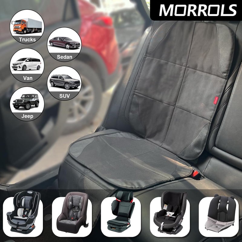 MORROLS Car Seat Protector for Child Seats1 Pack Car Seat CushionWaterproof Fabric Car Seat Covers for NonSlip Backing Mesh Pockets for BabyPetSUV Sedan and TrunkBlack - Image 2