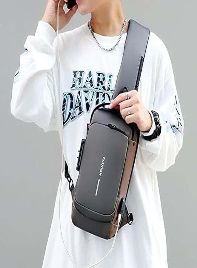 NANDRAJ Crossbody Sling Bag with USB Port, Code Lock, Anti-theft Design, Travel Messenger Chest Backpack - Image 3