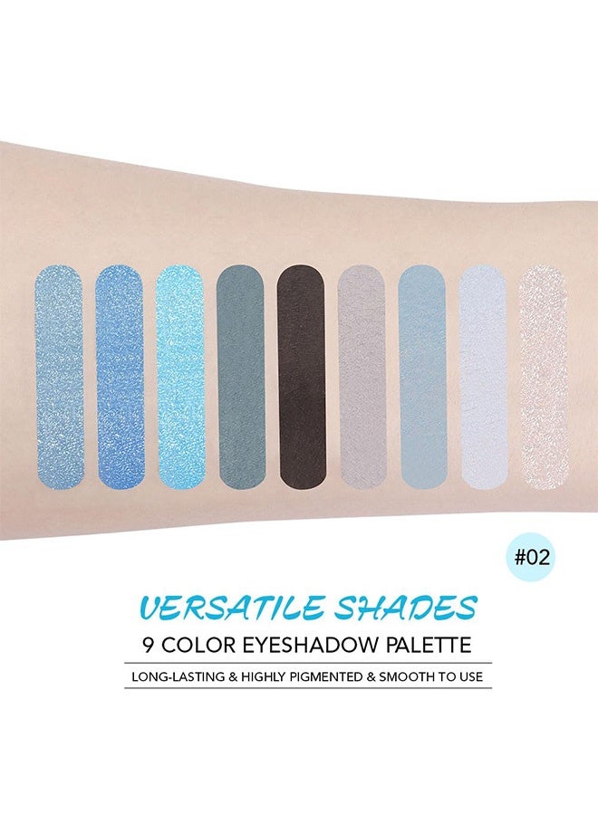 KAPEINE Nine Color Eye Shadow，Light Blue Eyeshadow Palette, Matte & Shimmer Glitter Blue Shadow for Eye Makeup, High Pigmented White Gray Black Green Powder Palete , Cruelty Free - Image 5