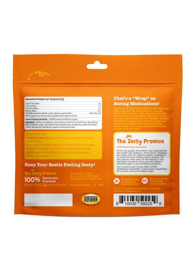 Zesty Paws Zesty Paws Pill Wrap Probiotic Paste for Dogs - Immune & Digestive System Support - Bacon Flavor - with DE111 Bacillus subtilis - Pockets Any Pill, Tablet & Capsule for Your Dog - 4.2oz - 60 Portions  - Image 3