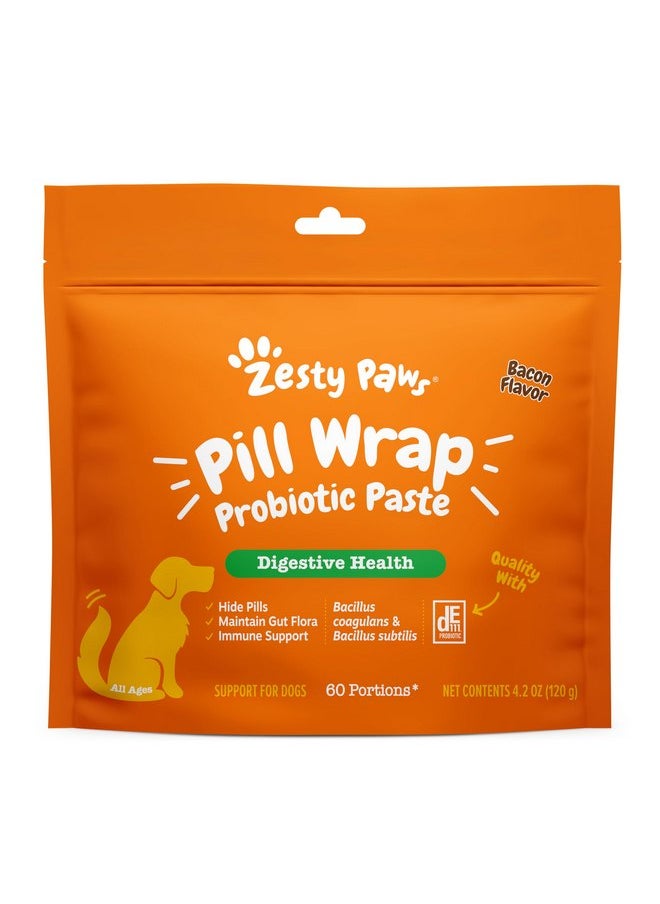 Zesty Paws Zesty Paws Pill Wrap Probiotic Paste for Dogs - Immune & Digestive System Support - Bacon Flavor - with DE111 Bacillus subtilis - Pockets Any Pill, Tablet & Capsule for Your Dog - 4.2oz - 60 Portions  - Image 1