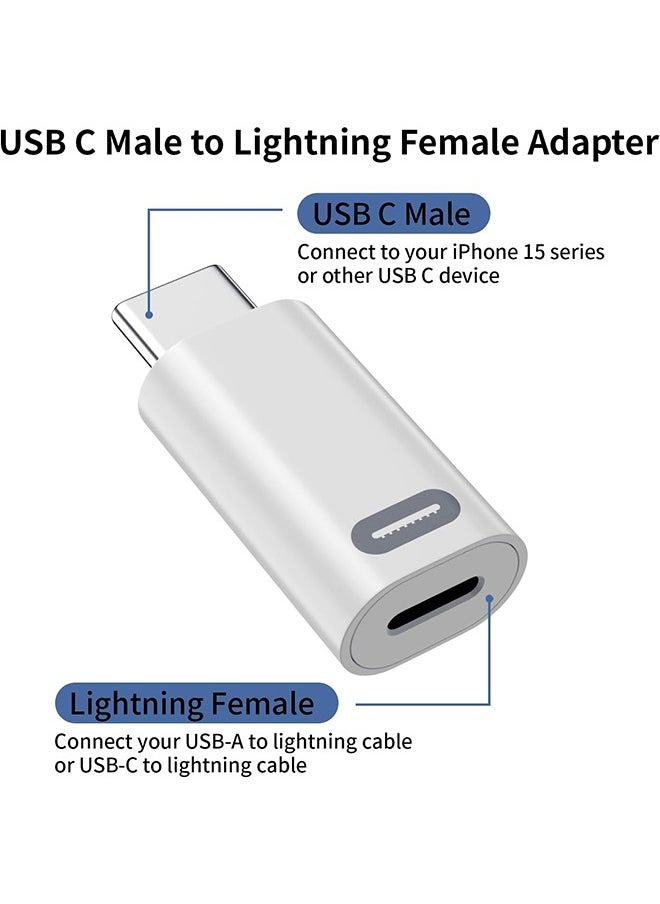 USB-C Male to Lightning Female Adapter USB Type C for iPhone 15/15 Pro/15 Pro Max/15 Plus, iPad Pro/Air, Support 35W PD Fast Charging & Transfer Data (2 Pack)