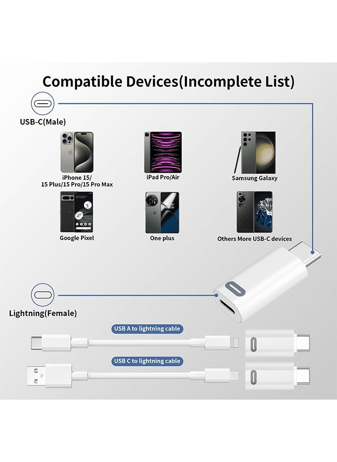 USB-C Male to Lightning Female Adapter USB Type C for iPhone 15/15 Pro/15 Pro Max/15 Plus, iPad Pro/Air, Support 35W PD Fast Charging & Transfer Data (2 Pack)