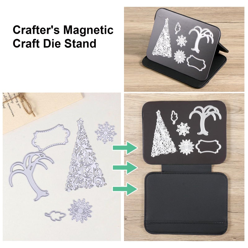 UNIMEIX Crafter's Magnetic Craft Die Stand Craft Die Platform with Leather Case Magnetic Sheets for Dies Storage Supplies Black (1) - Image 4
