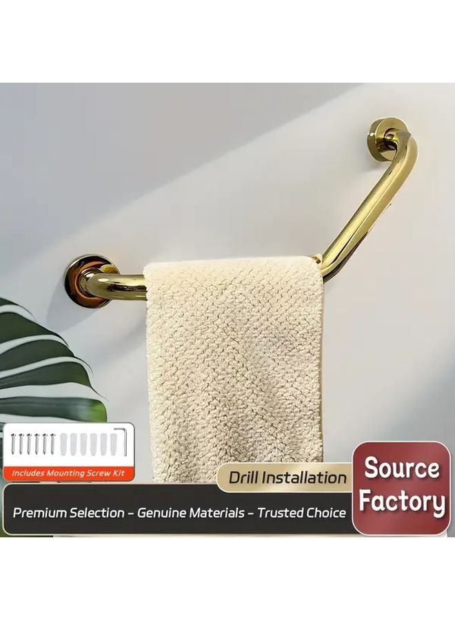 قضيب أمان الحمام للمسنين منحني صغير ذهبي ثلاثي المنحنيات، قضيب تثبيت المرحاض غير المنزلق، قضيب توازن الدش - Image 2