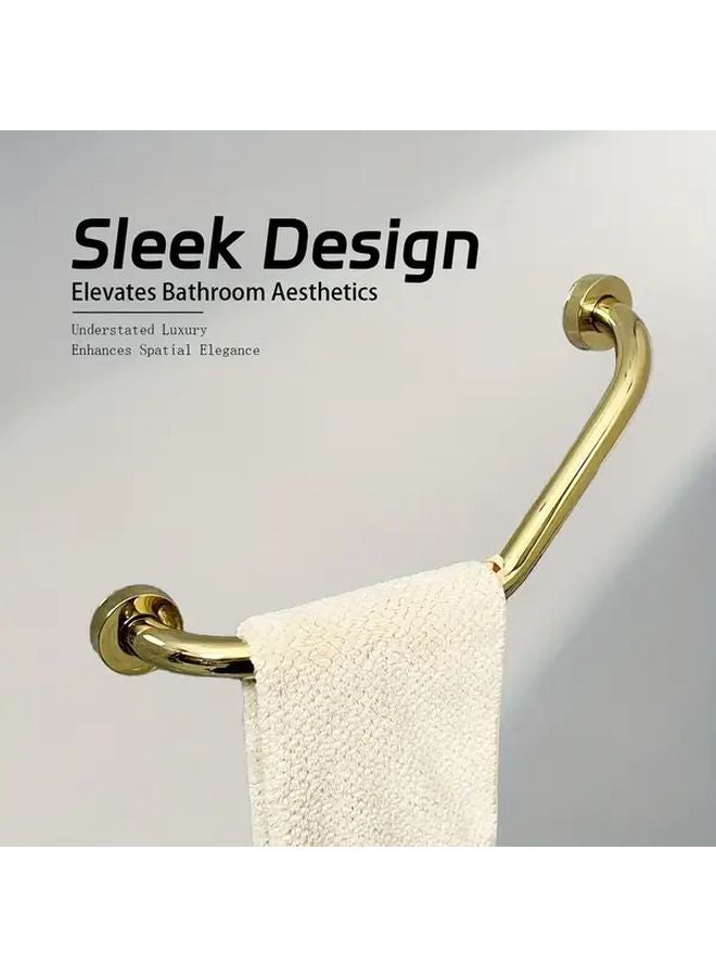 قضيب أمان الحمام للمسنين منحني صغير ذهبي ثلاثي المنحنيات، قضيب تثبيت المرحاض غير المنزلق، قضيب توازن الدش - Image 3