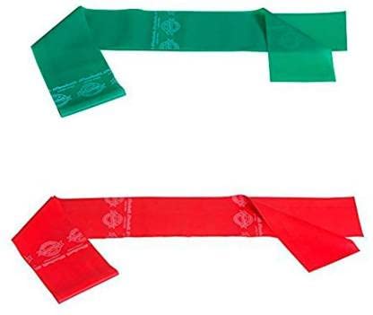Theraband Medium Resistance Latex Free Exercise Band - Combo of 2 Resistance Band (Red, Green) - Image 3