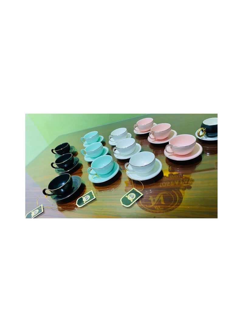 MARBLE Coffee set, 3 colors, 12 pieces, white porcelain marble CS3855-WITH  - Image 2