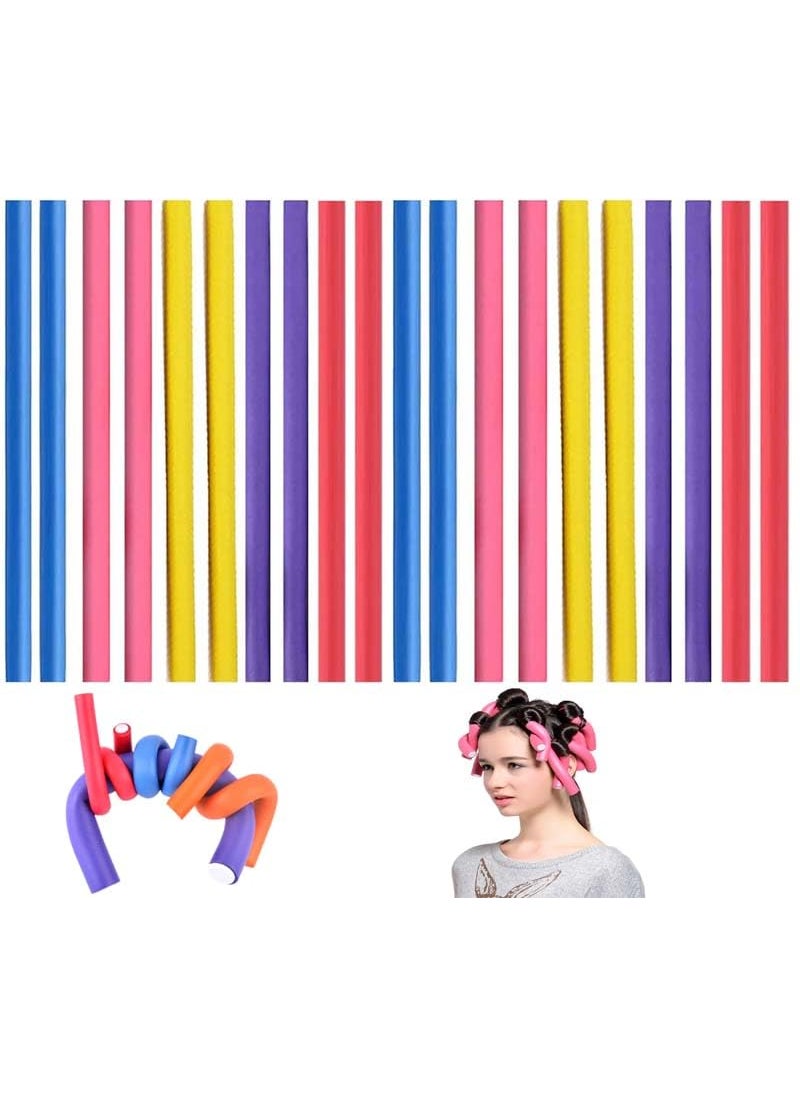 LINXI 20 Pcs of Flexible Curlers Foam Curling Sticks Non Heating Curlers for Long and Short Hair Colorful Curlers 