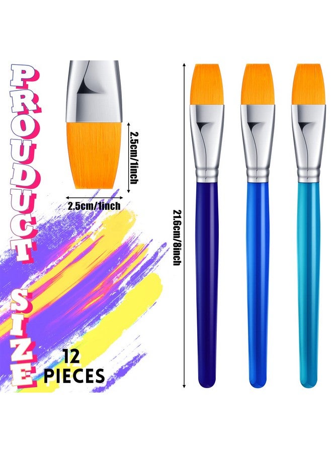 Cindeer 12 Pack Flat Paint Brush Acrylic Paint Brushes 1 Inch Small Paint Brush Thin Craft Paint Brushes Bulk For Acrylic Painting Watercolor Oil Crafts Face Body Art - Image 3