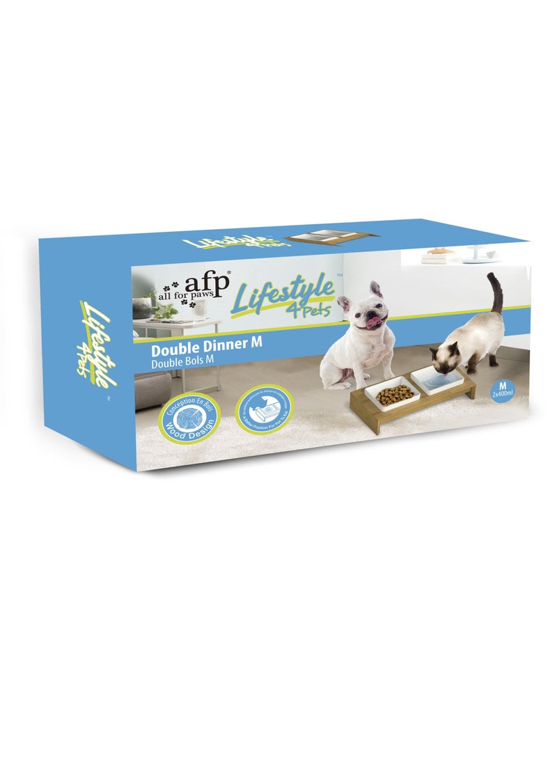 all for paws DOUBLE DINNER PETS FEEDER 2X400ML - MEDIUM  - Image 2