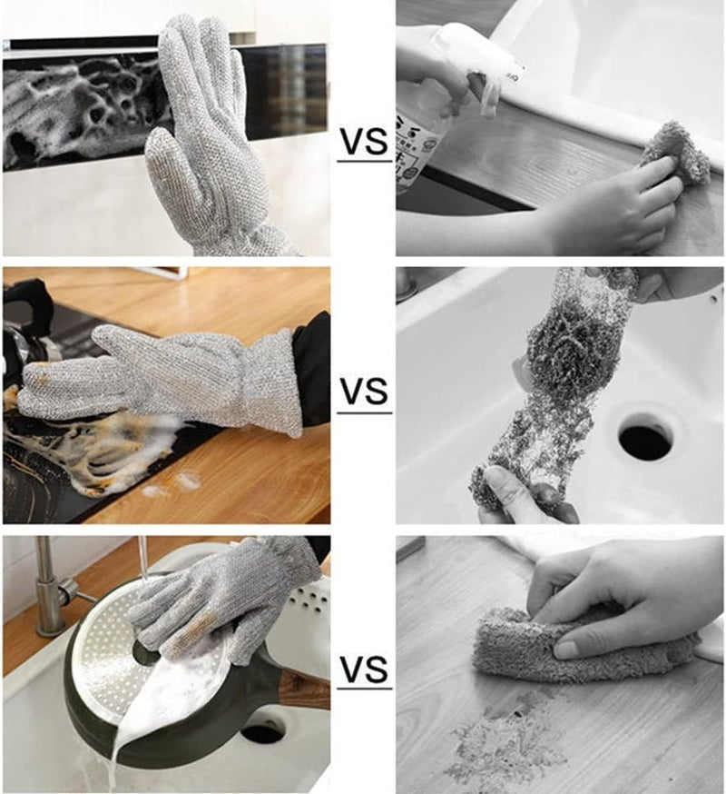 GYOU Wire Dishwashing Gloves I Multipurpose Steel Washing Rags I Heat Insulation Anti-Hot Waterproof & Durable Reusable I Non-Scratch Glove for Kitchen Sinks Pots Pans Cleaning (5 Pair) - Image 5