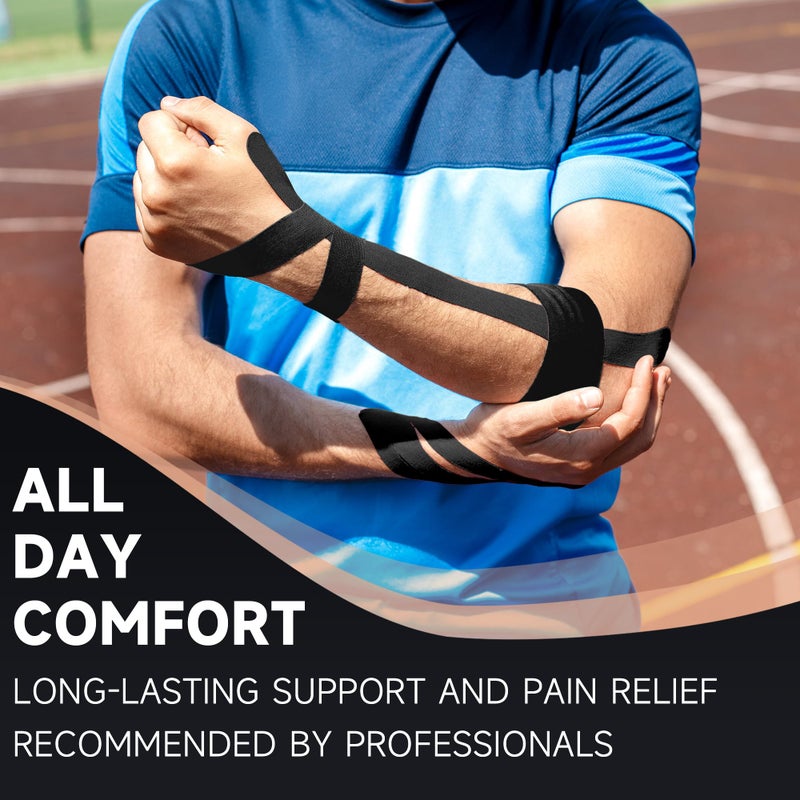 CKeep Kinesiology Tape, Uncut 2 Rolls, Original Cotton Elastic Premium Athletic Tape,Latex Free Hypoallergenic, 2inch x 16ft, Black - Image 5