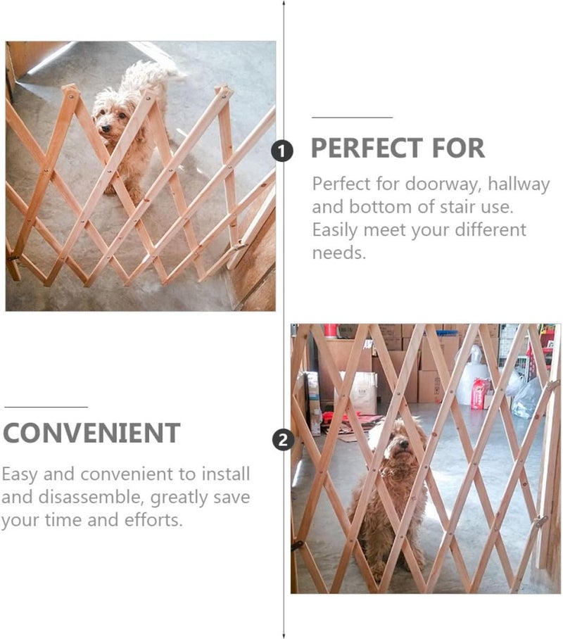 BESTonZON Retractable Wooden Pet Gate Dog Fence Small Size Indoor Doorway Safety Barrier for Puppy and Small Dogs Pet Isolation Fence - Image 5