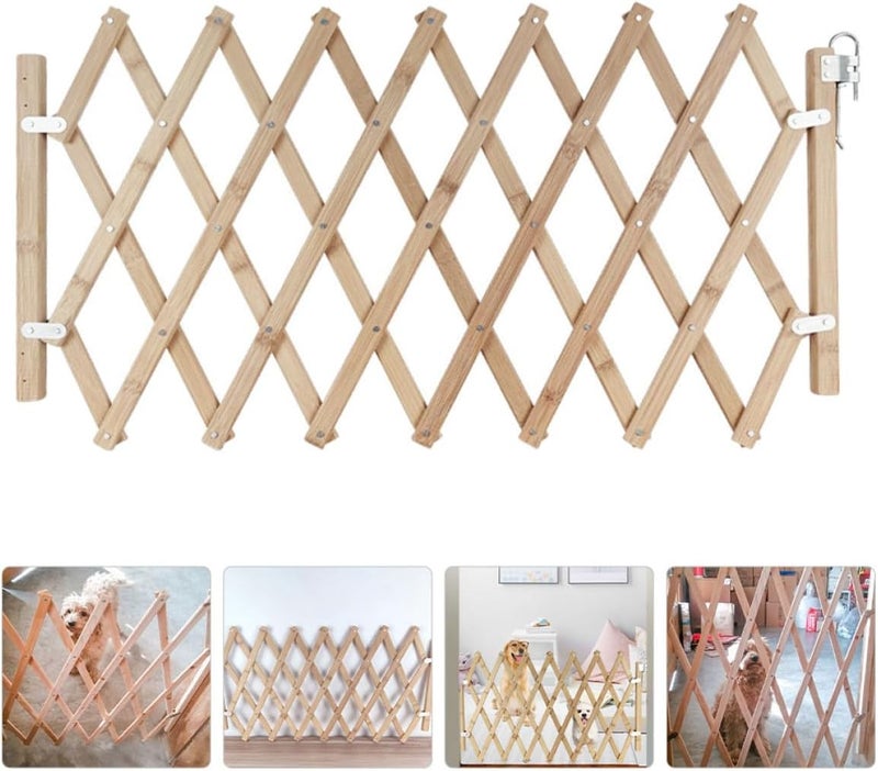 BESTonZON Retractable Wooden Pet Gate Dog Fence Small Size Indoor Doorway Safety Barrier for Puppy and Small Dogs Pet Isolation Fence - Image 4
