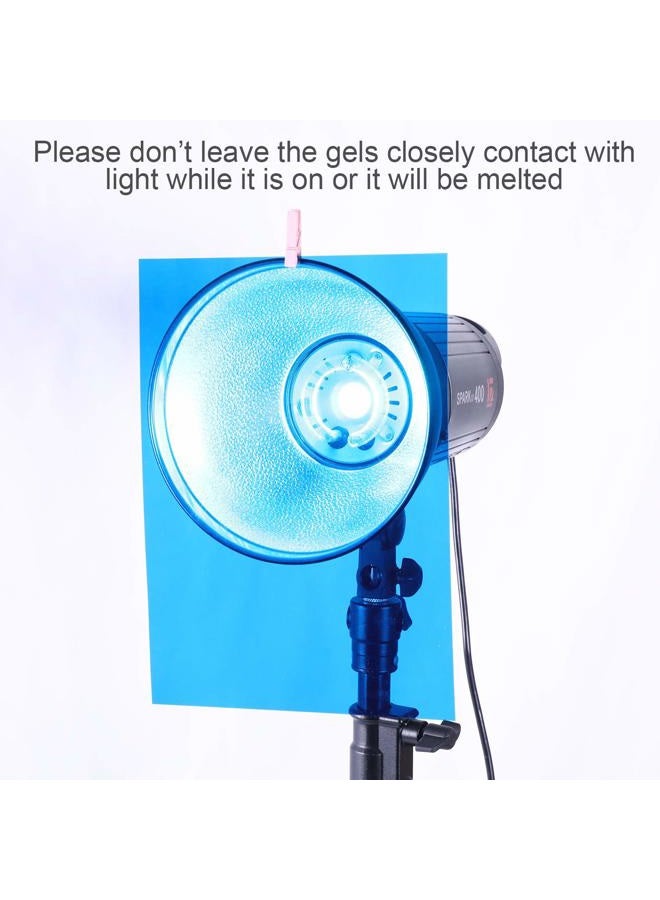Pangda 9 Pack Gel Filter Colored Overlays Correction Gel Light Filter Transparent Color Film Plastic Sheets, 11.7 by 8.3 Inches (Blue) - Image 2