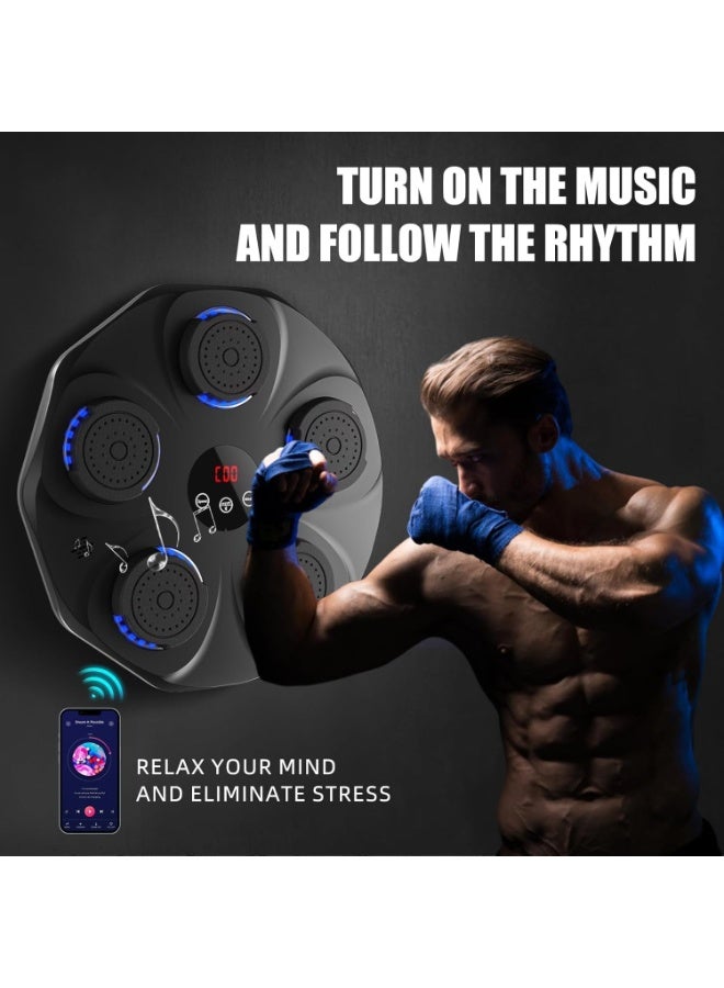 تراسل آلة الملاكمة الموسيقية,Smart Wall Mounted Bluetooth Punching Pad with Gloves,معدات اللياقة البدنية المثالية,يدعم بلوتوث و 9 أوضاع السرعة ووضع العد للرجال والنساء البالغين والأطفال - Image 5