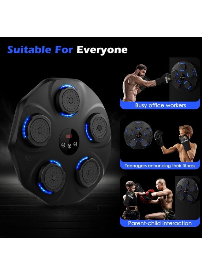 تراسل آلة الملاكمة الموسيقية,Smart Wall Mounted Bluetooth Punching Pad with Gloves,معدات اللياقة البدنية المثالية,يدعم بلوتوث و 9 أوضاع السرعة ووضع العد للرجال والنساء البالغين والأطفال - Image 3