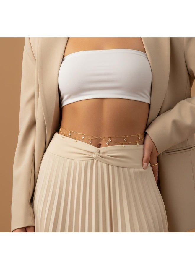 Belly Chain for Women Waist, Non Tarnish Gold Body Jewelry for Women Cloth Decor, Stomach Chain for Backless Dress, Summer Beach Jewelry - Image 5