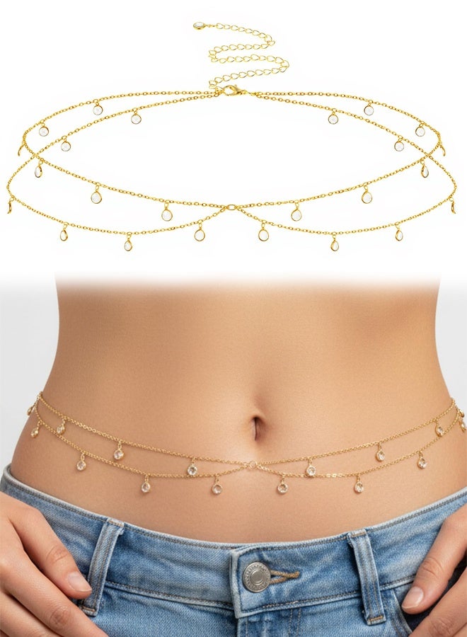 Belly Chain for Women Waist, Non Tarnish Gold Body Jewelry for Women Cloth Decor, Stomach Chain for Backless Dress, Summer Beach Jewelry - Image 1