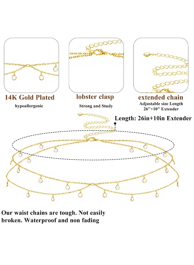 Belly Chain for Women Waist, Non Tarnish Gold Body Jewelry for Women Cloth Decor, Stomach Chain for Backless Dress, Summer Beach Jewelry - Image 3