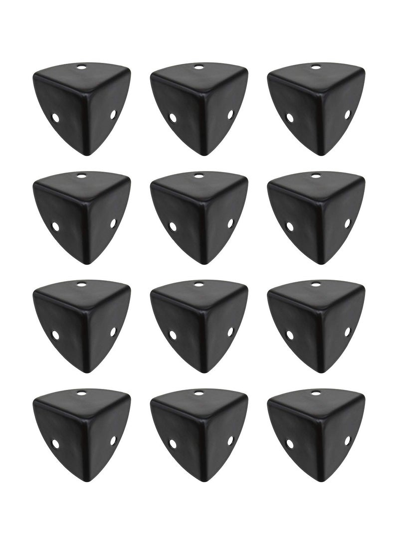KASTWAVE 12pcs Black Corner Brace Decorative Protectors Wrap Angle Edge Guard Cover Brackets 25mm for  Metal Shelf Edge Protector Box Corner Protectors Decorative Angle Corner Guards - Image 1