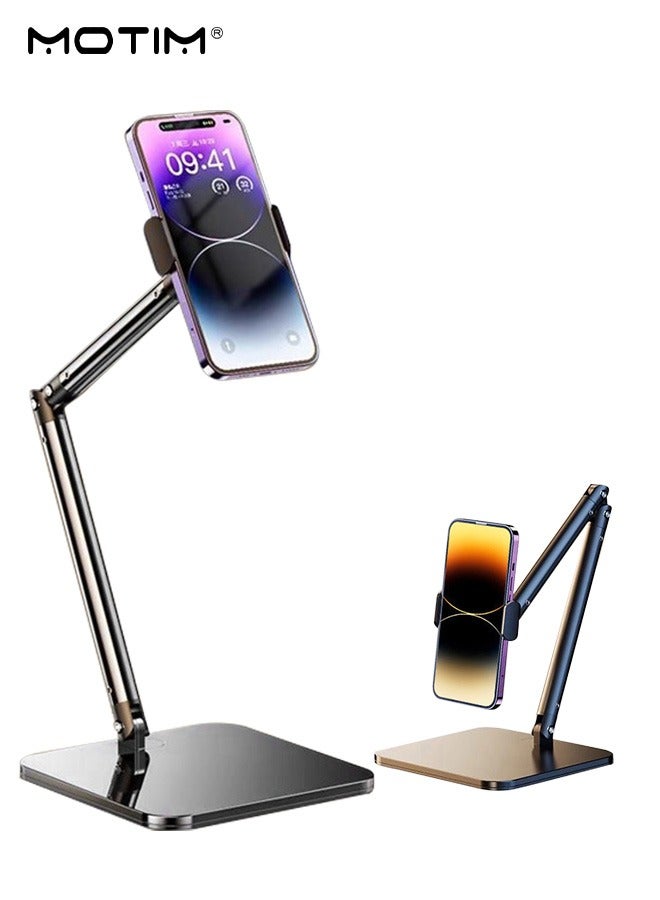 موتيم حامل هاتف محمول للمكتب، ارتفاع قابل للتعديل 42 سم، ذراع دعم بزاوية مرنة، زاوية عرض قابلة للتعديل 360 درجة، حامل iPhone، حامل هاتف محمول - Image 1