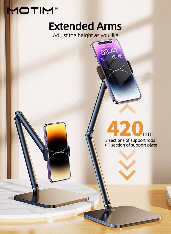 موتيم حامل هاتف محمول للمكتب، ارتفاع قابل للتعديل 42 سم، ذراع دعم بزاوية مرنة، زاوية عرض قابلة للتعديل 360 درجة، حامل iPhone، حامل هاتف محمول - Image 3