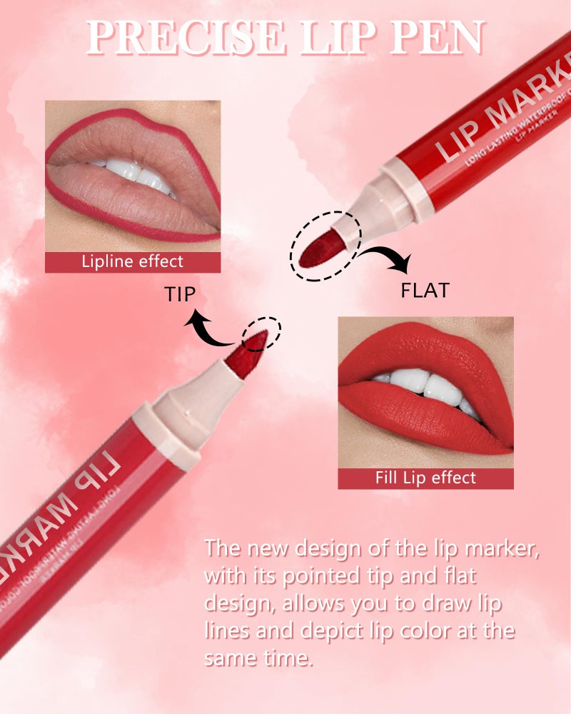 LYSdefeu Lip Stain Liner Pen Set-4 Pcs Hydrating Lip Stain Lip Liner Pencil Kit,Longlasting Waterproof Smudgeproof Matte Color Look,Precise Chisel Tip Smooth,Christmas Makeup Gift Kit for Women Girl - Image 4