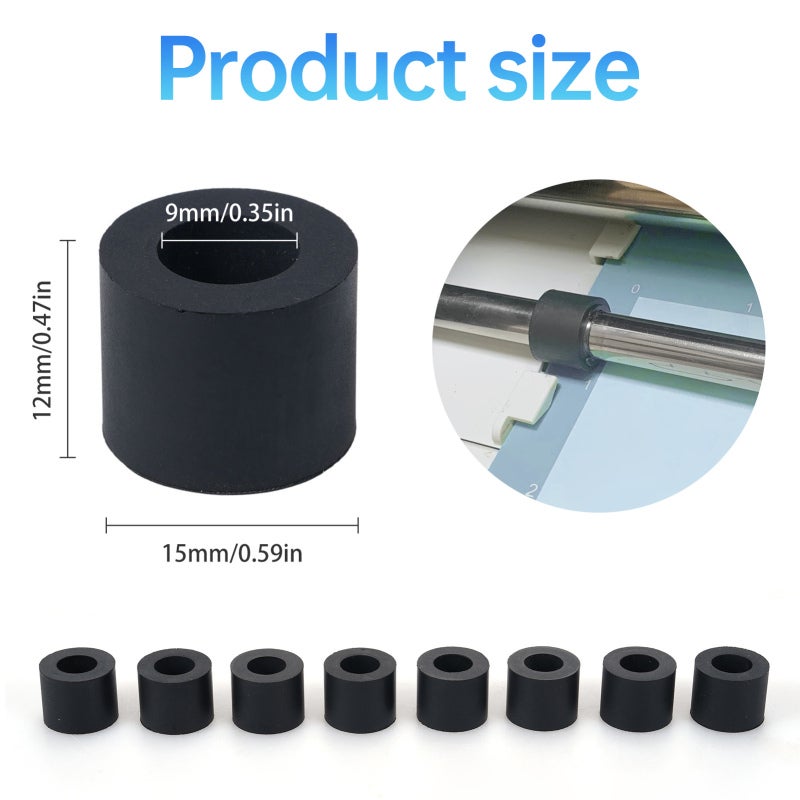 Cricut Maker Rubber Roller Replacement 8 Pack - Enhanced Cutting Precision Premium Rubber Roller for Cricut Maker, Maker 3, Explore Air 2 Series with Retaining Clip Rings - Image 4