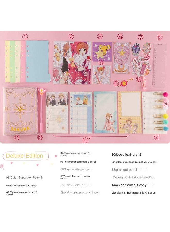 Bluejw Dream Cherry Blossom Quicksand Hand Ledger Simple Ins Style Girl Cute Loose-leaf Detachable Net Red Hand Ledger Suit - Image 1