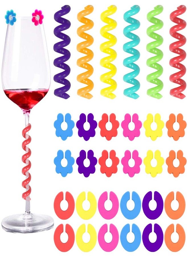 Jolbndcv 30 Pcs Silicone Drink Markers Wine Glass Charms Markers Drink Markers for Champagne Flutes Cocktails Martinis Wine Glass 3 Shape - Image 1