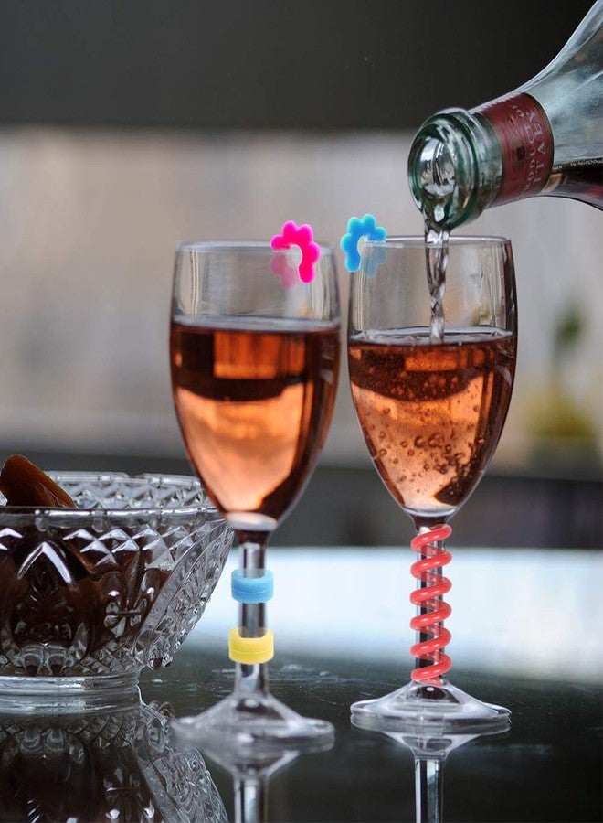 Jolbndcv 30 Pcs Silicone Drink Markers Wine Glass Charms Markers Drink Markers for Champagne Flutes Cocktails Martinis Wine Glass 3 Shape - Image 5