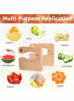 Excefore Wooden Kids Cooking Knives, Kitchen Toys Kids Wooden Knife Cutter Vegetable and Fruit Cutter for Kids Pretend Role Play for Fruits, Bread, Cakes, 2 Pieces  - Image 4