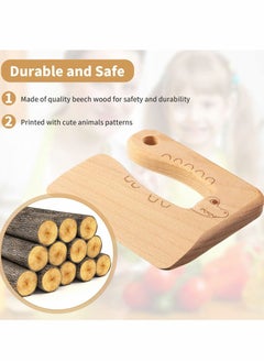 Excefore Wooden Kids Cooking Knives, Kitchen Toys Kids Wooden Knife Cutter Vegetable and Fruit Cutter for Kids Pretend Role Play for Fruits, Bread, Cakes, 2 Pieces  - Image 5