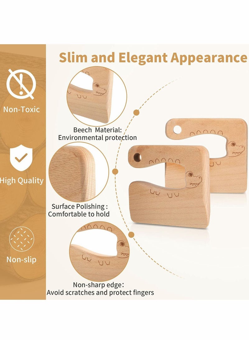 Excefore Wooden Kids Cooking Knives, Kitchen Toys Kids Wooden Knife Cutter Vegetable and Fruit Cutter for Kids Pretend Role Play for Fruits, Bread, Cakes, 2 Pieces - Image 2