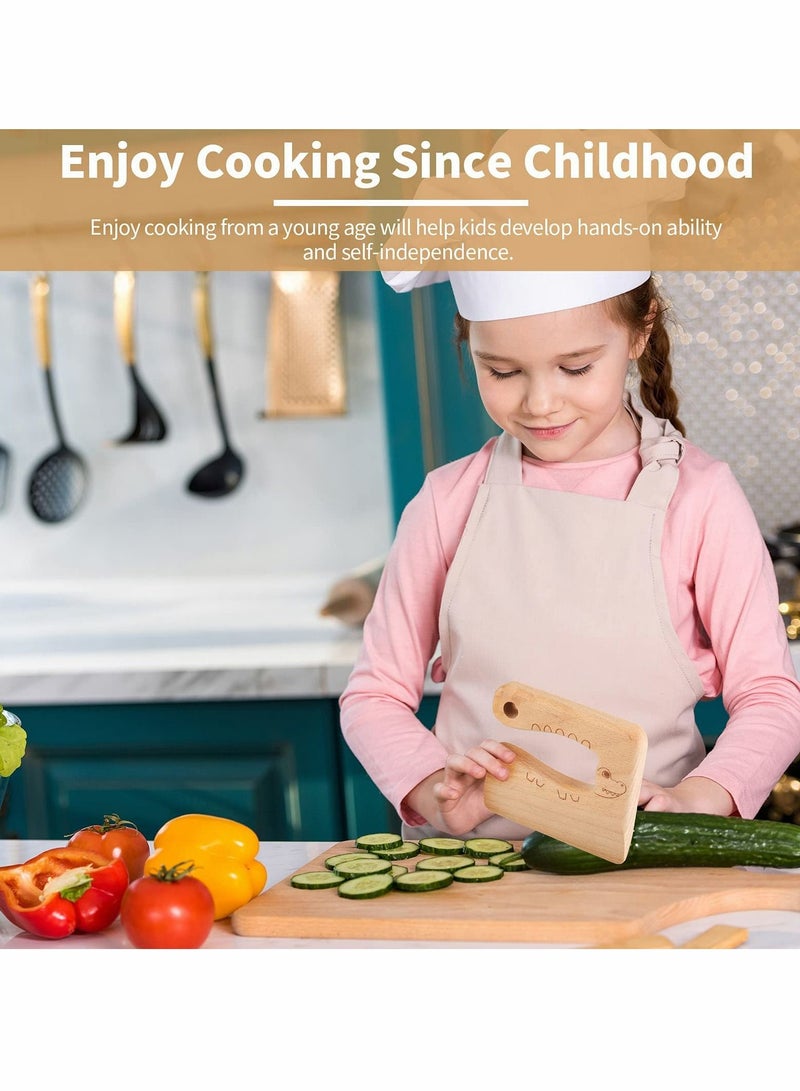 Excefore Wooden Kids Cooking Knives, Kitchen Toys Kids Wooden Knife Cutter Vegetable and Fruit Cutter for Kids Pretend Role Play for Fruits, Bread, Cakes, 2 Pieces - Image 3