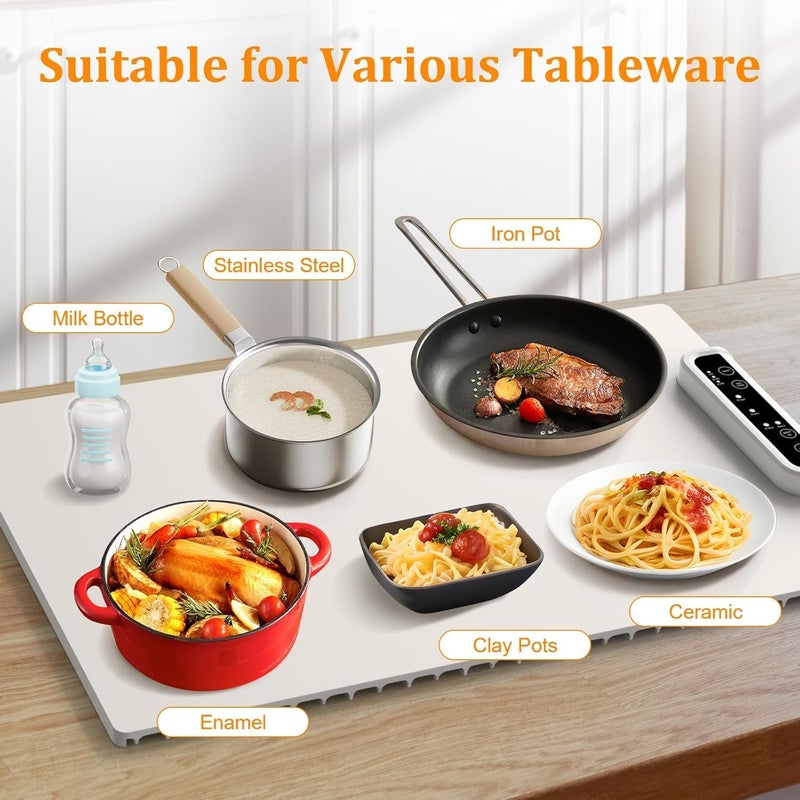 KRLZ Electric Warming Tray with Adjustable Temperature Foldable Food Warmer Features Sleek Design and Fast Heating Hot Plate for Parties Buffet Family Gatherings - Image 3