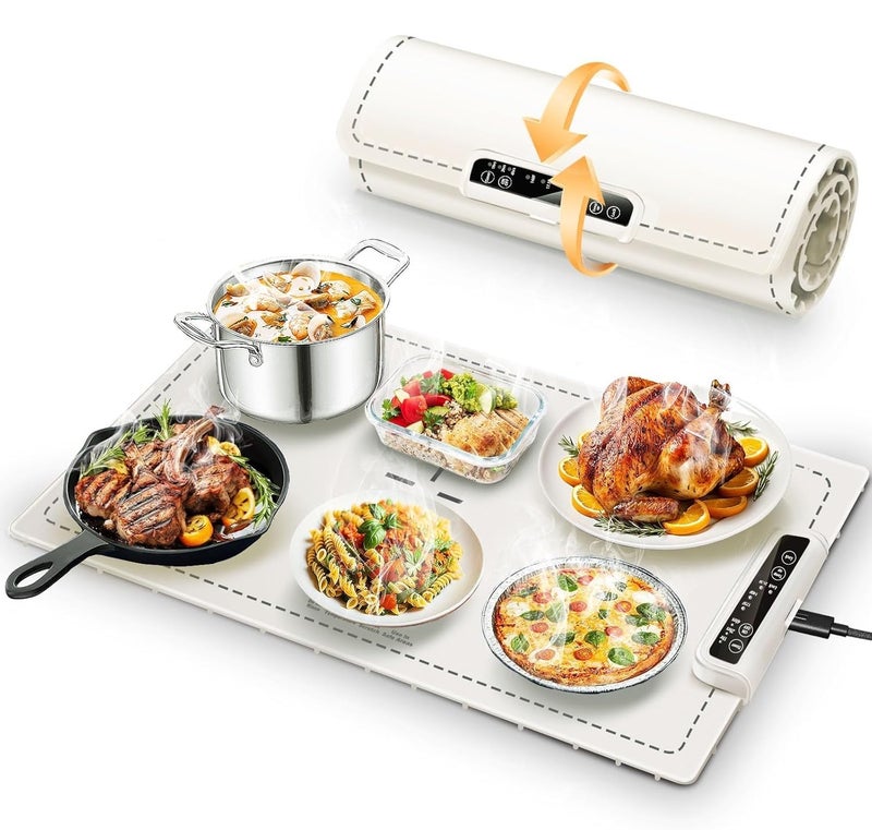 KRLZ Electric Warming Tray with Adjustable Temperature Foldable Food Warmer Features Sleek Design and Fast Heating Hot Plate for Parties Buffet Family Gatherings - Image 1