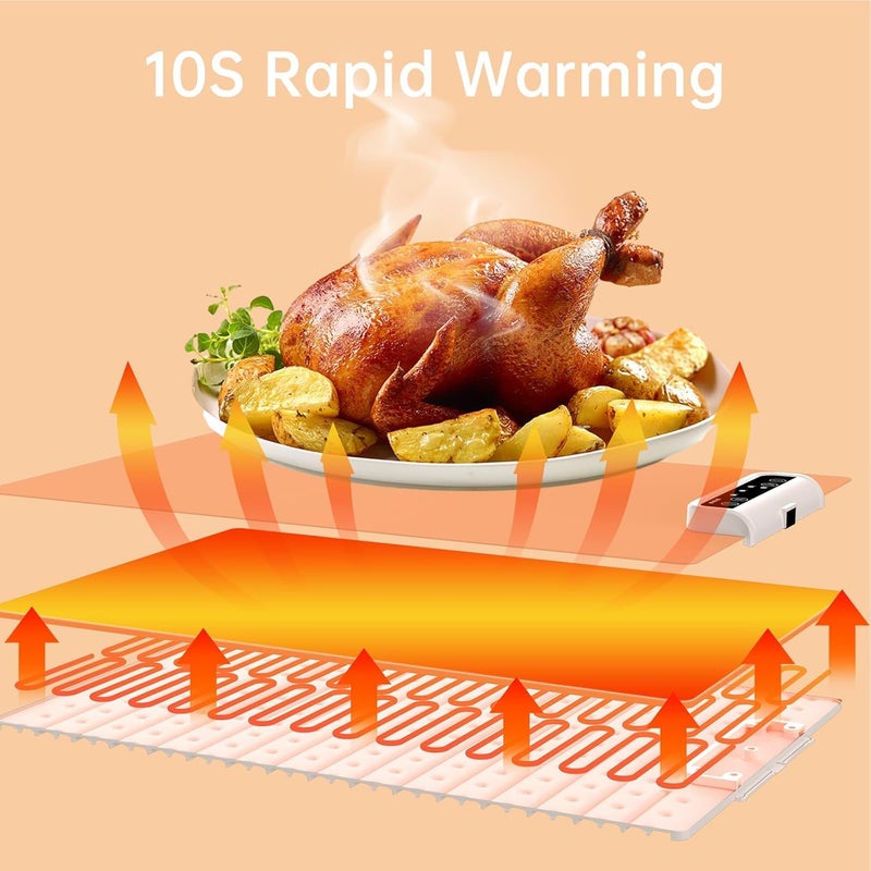 KRLZ Electric Warming Tray with Adjustable Temperature Foldable Food Warmer Features Sleek Design and Fast Heating Hot Plate for Parties Buffet Family Gatherings - Image 5