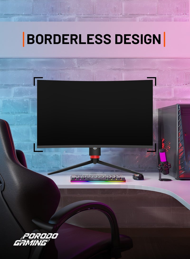 بورودو شاشة ألعاب منحنية مقاس 27 بوصة مع معدل تحديث 280 هرتز، شاشة FHD بدون حواف / زاوية عرض 178 درجة / دعم NVidia G-Sync وAMD FreeSync / إضاءة RGB / منافذ HDMI والعرض / حل MT9800 - أسود - Image 4