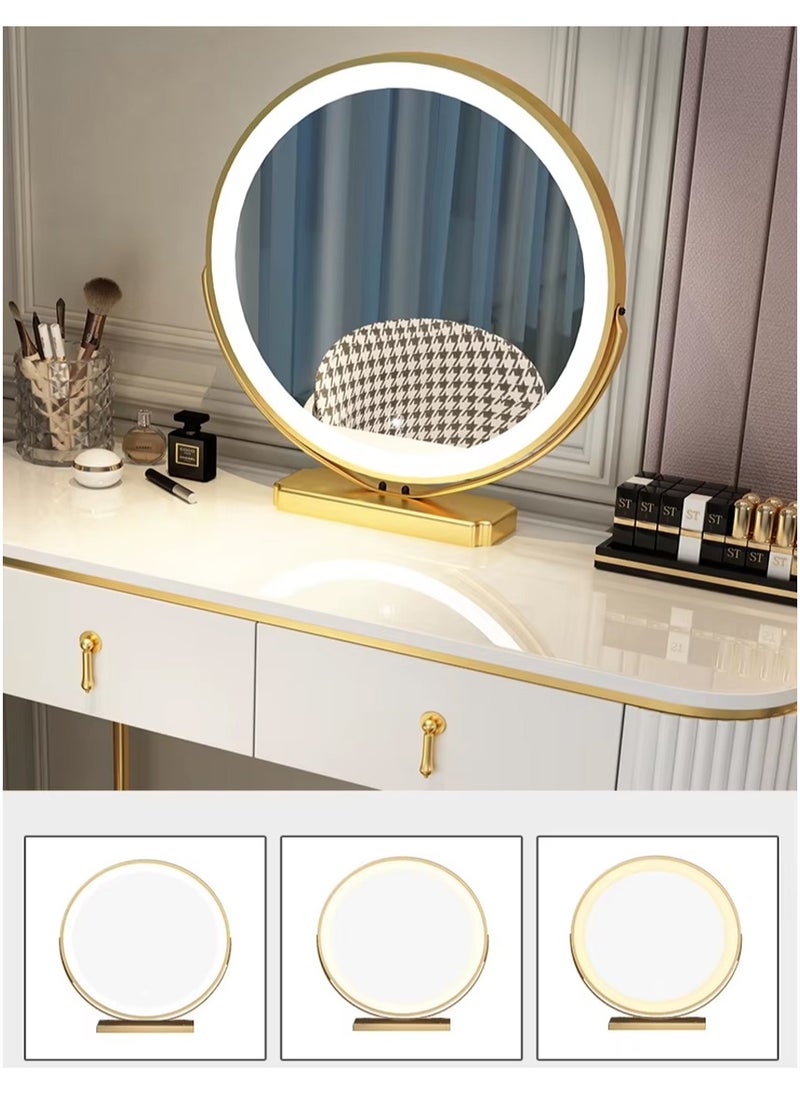 DubaiGallery Home Vanity Desk, Makeup Vanity Set with Ergonomic Cushioned Stool, Dressing Table with Lighted Mirror for Girls Bedroom 2 Drawer  - Image 4