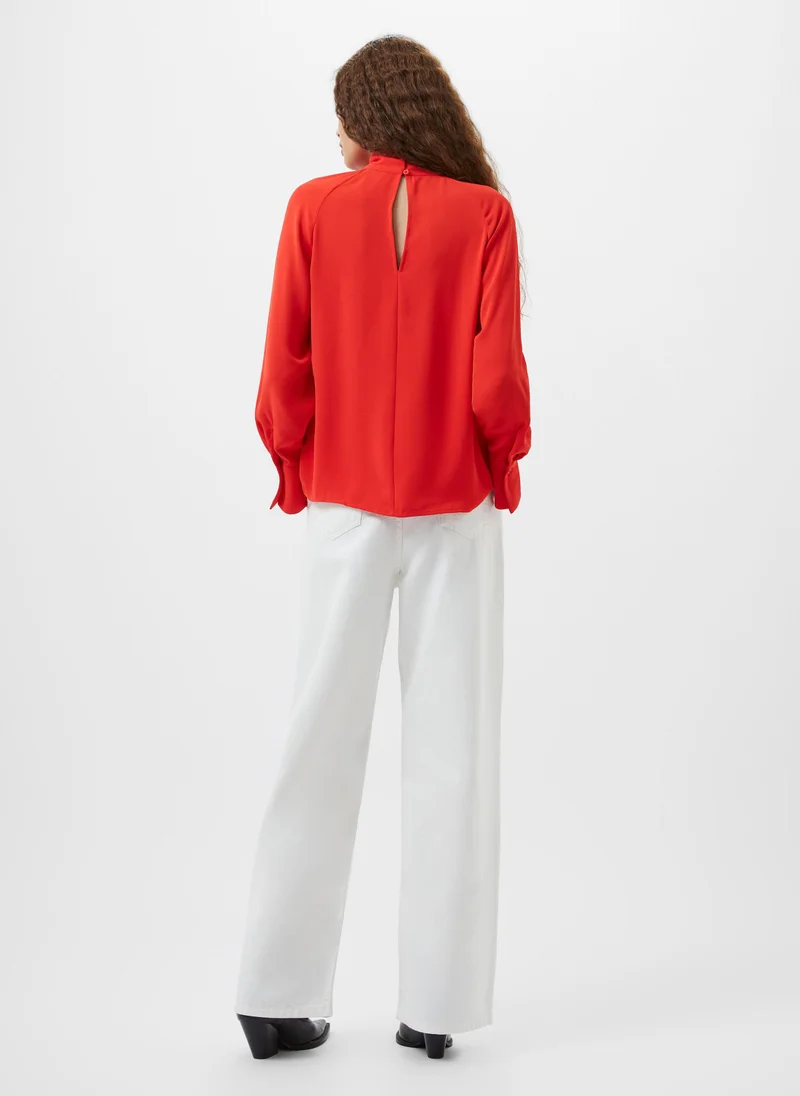 French Connection Cutout Tie Neck Detail Blouse