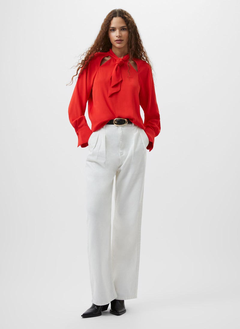 French Connection Cutout Tie Neck Detail Blouse - Image 3
