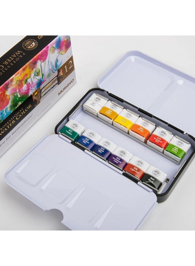 Mungyo Professional Watercolor Pan Set of 12 shades - half size - Image 2