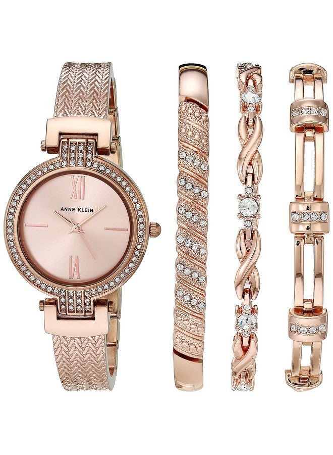 Anne Klein Women's Japanese Quartz Dress Watch with Metal Strap, Rose Gold, 12 (Model: AK/3584RGST) - Image 1
