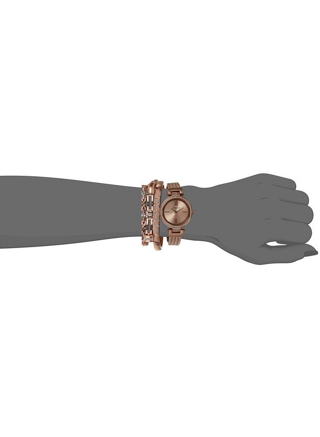 Anne Klein Women's Japanese Quartz Dress Watch with Metal Strap, Rose Gold, 12 (Model: AK/3584RGST) - Image 4