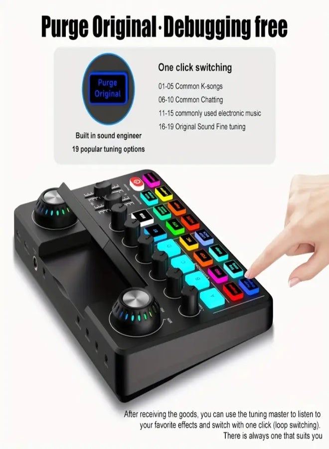 F998 Professional DJ Audio Mixer with Built-in Sound Card, Dual-Core DSP Chip, 3000mAh Battery, Voice Changer  Display Screen – Perfect for Live Streaming, Podcasting, Recording, and Gaming - Image 2