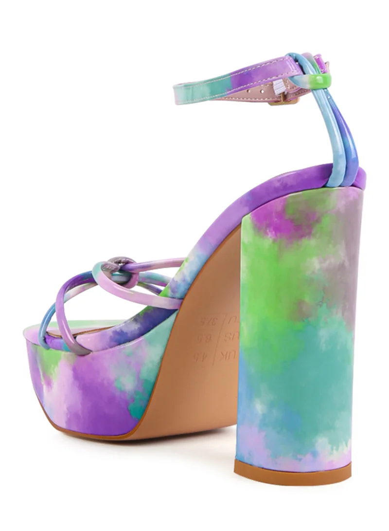 London Rag Purple Tie-Dye High Platform Heeled Sandals