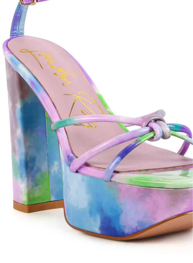 London Rag Purple Tie-Dye High Platform Heeled Sandals